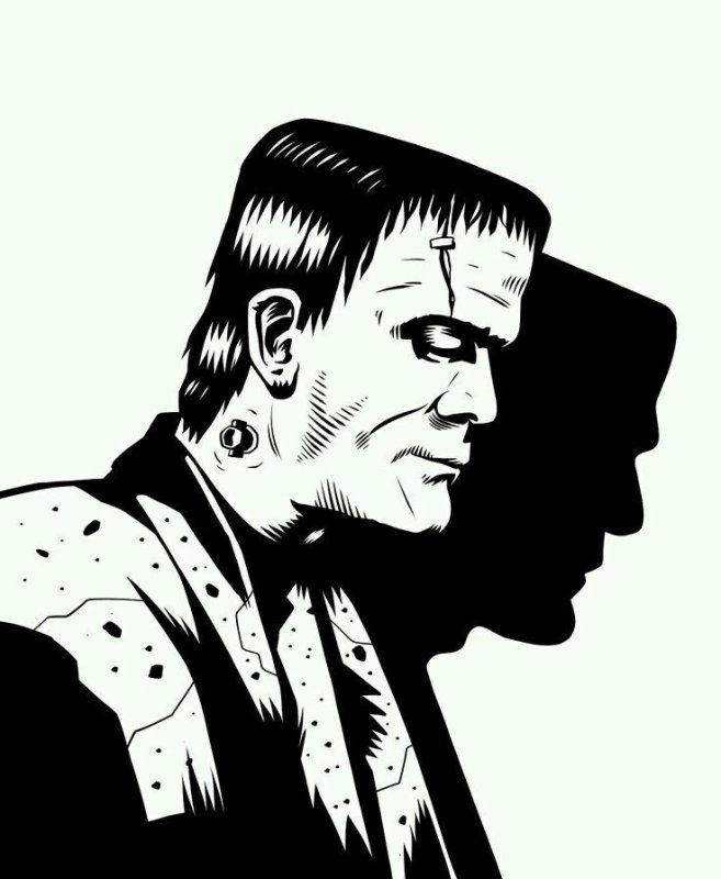 Франкенштейн трафарет чб