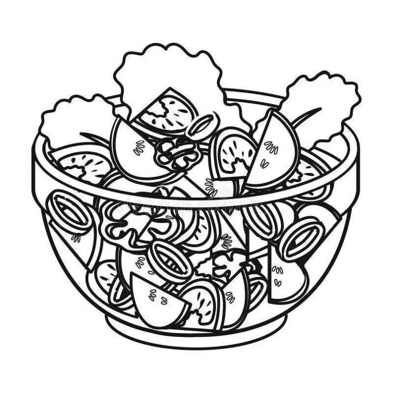 Овощной салат раскраска