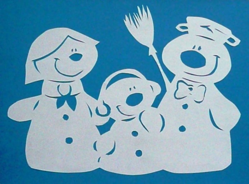 Вытынанки Снеговик и дети