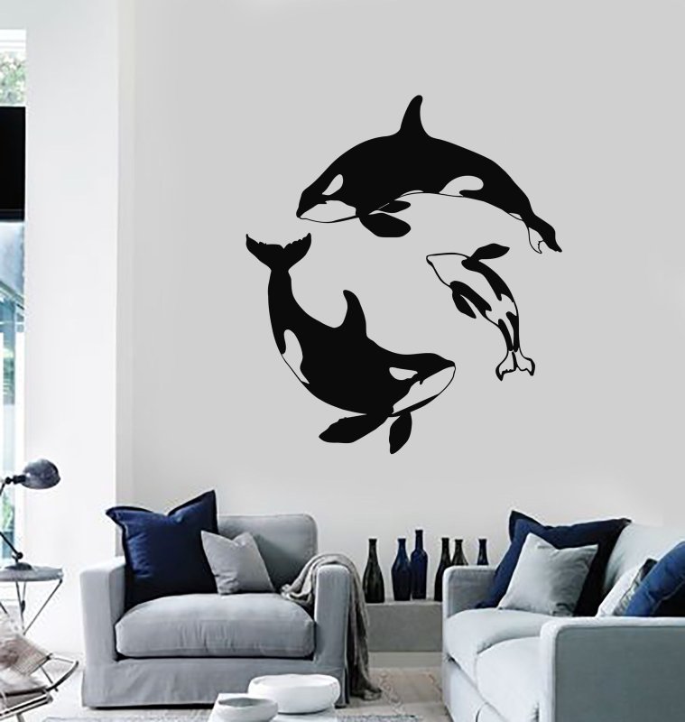 Трафарет кита на стену