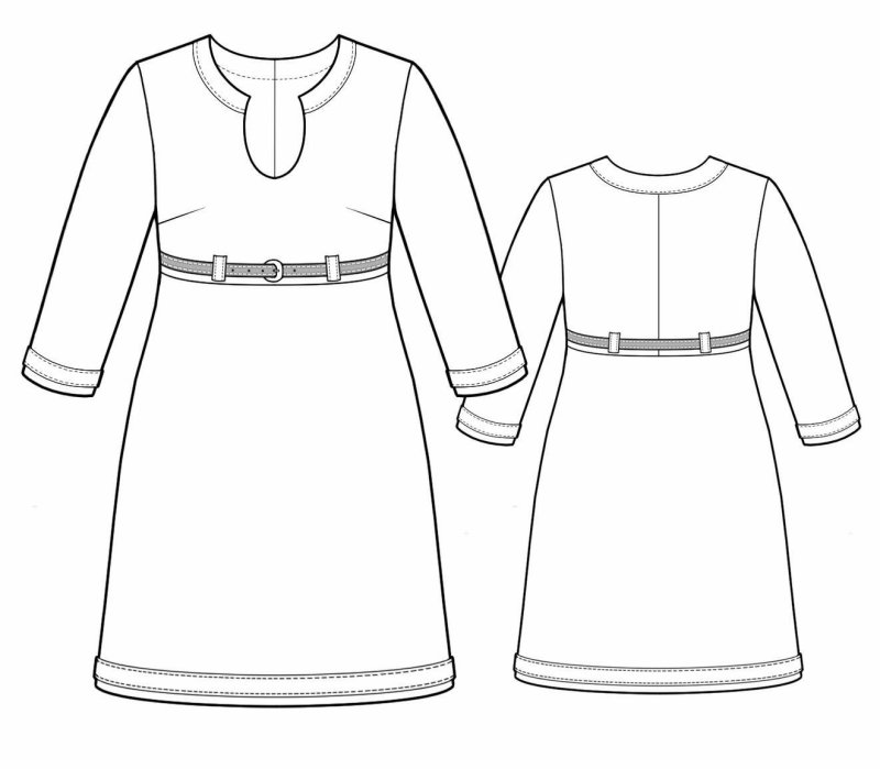 Трафарет платья для разукрашивания