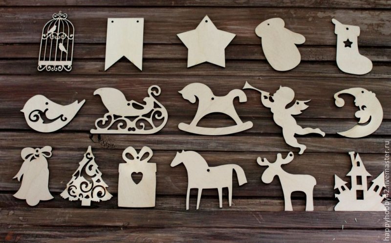 Деревянные новогодние украшения