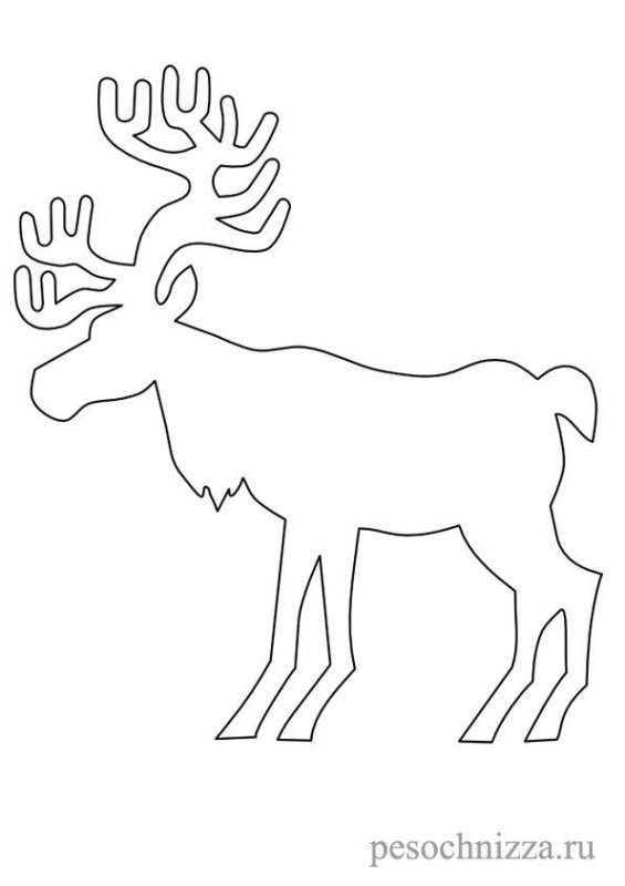 Новогодний олень шаблон для вырезания