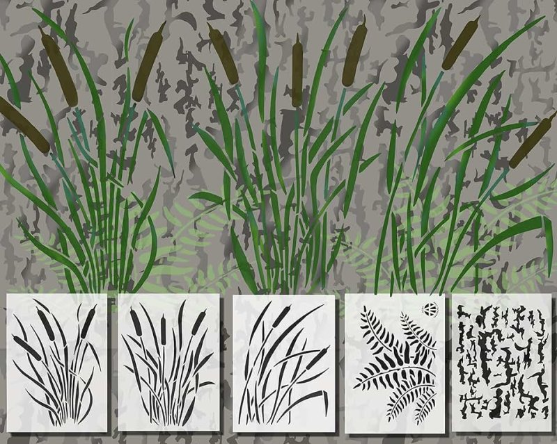 Трафарет камыша для покраски лодки