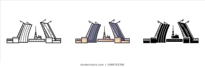 Разводные мосты Питер рисунок