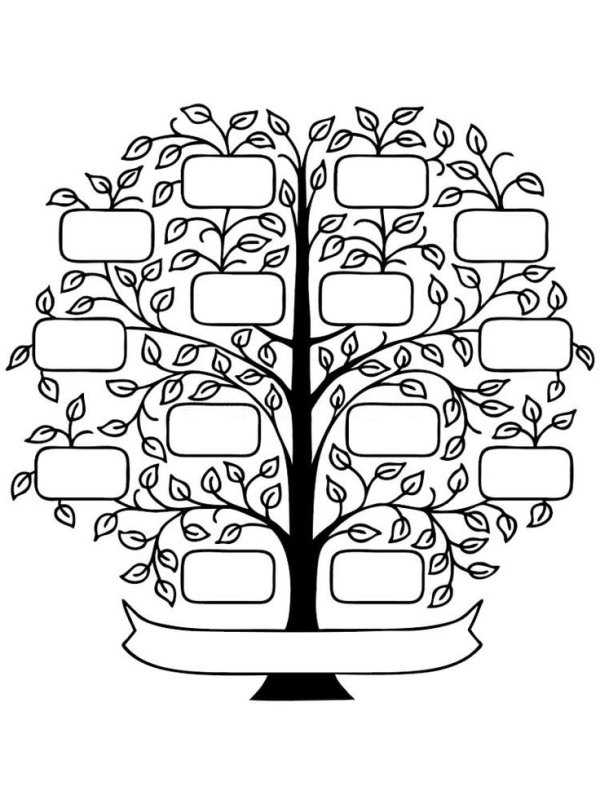 Дерево для родословной раскраска