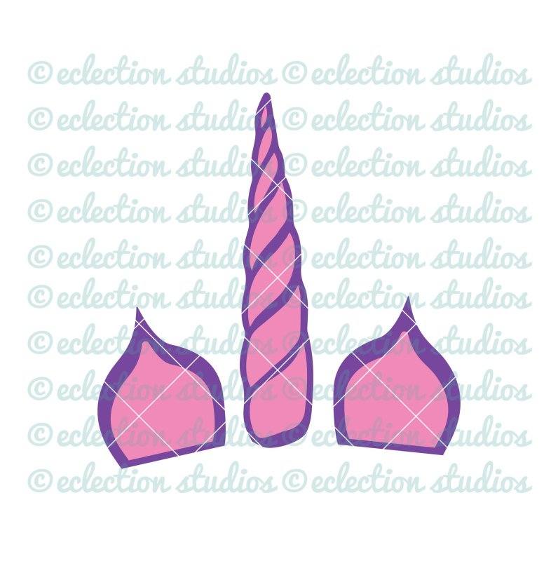 Рог и уши единорога трафарет