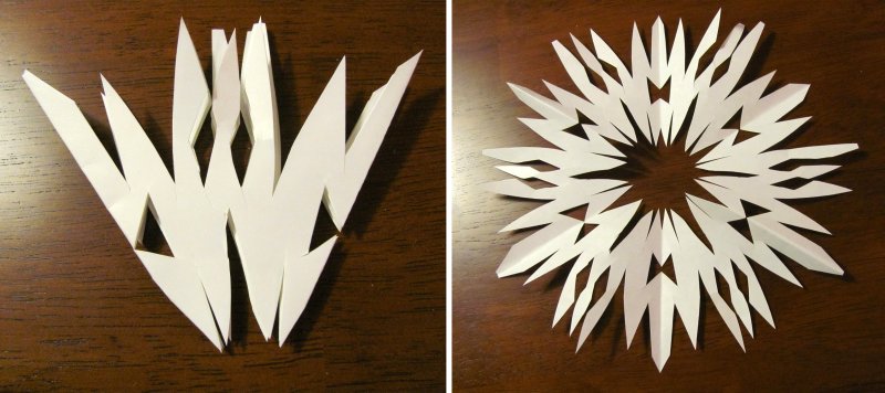 Снежинки Ежик из бумаги объемные