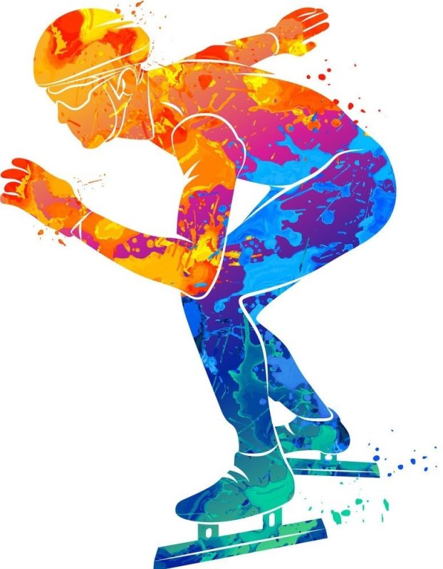 Спортсмены разноцветный силуэт