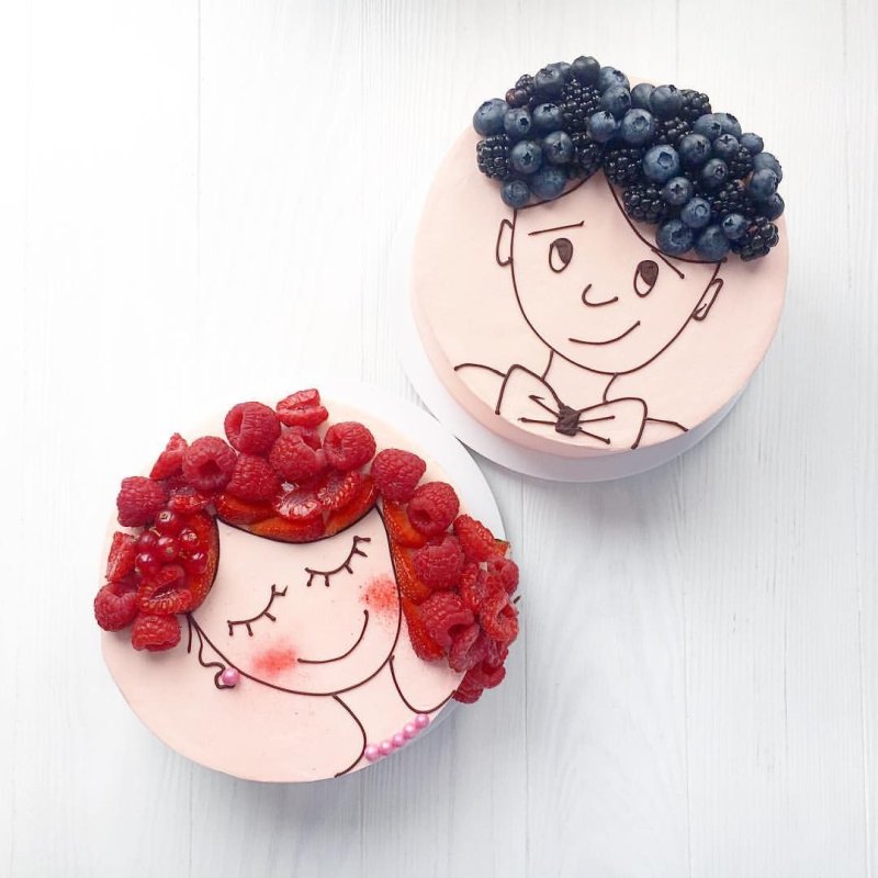 Торт волосы из ягод