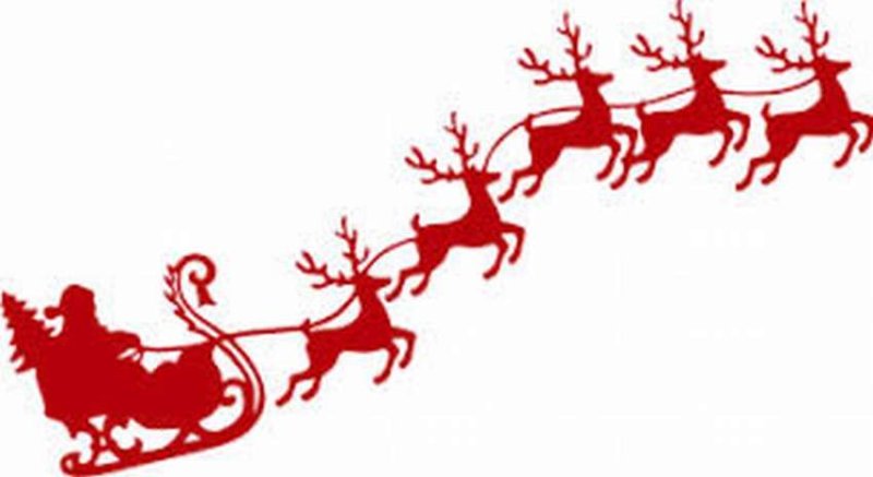 Олени в упряжке Санта Клауса на стену