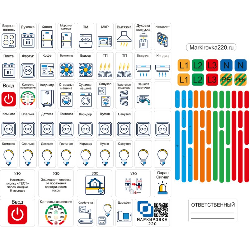 Маркировка 220 для электрических щитов