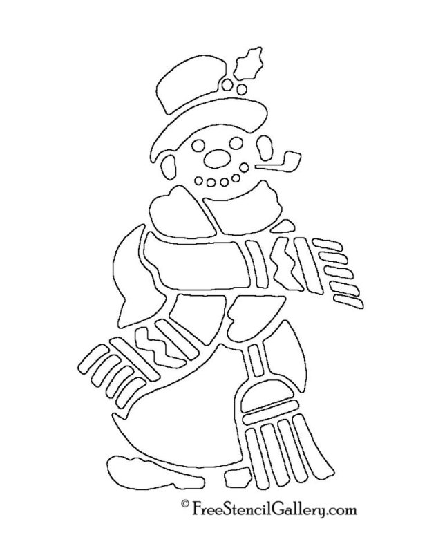 Снеговик на санках трафарет