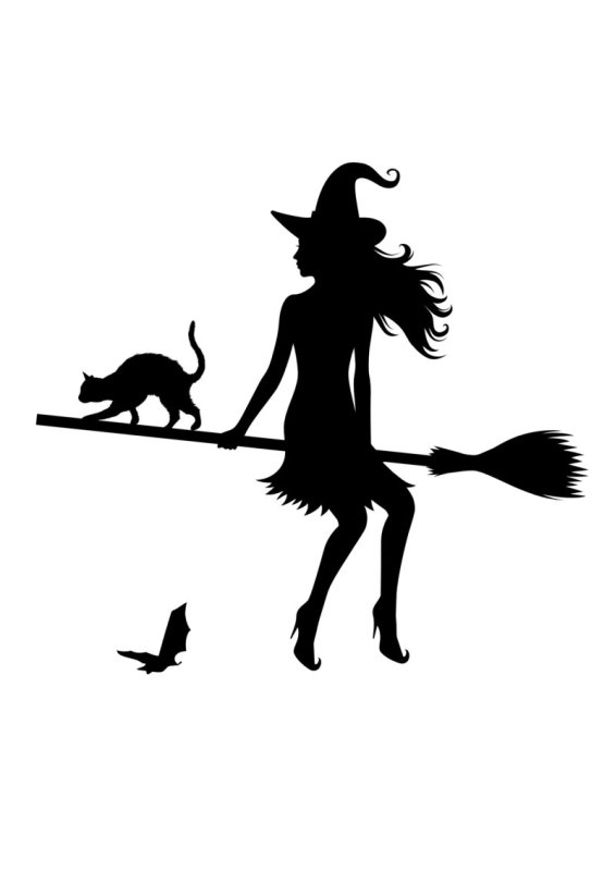 Силуэт ведьмы на Хэллоуин