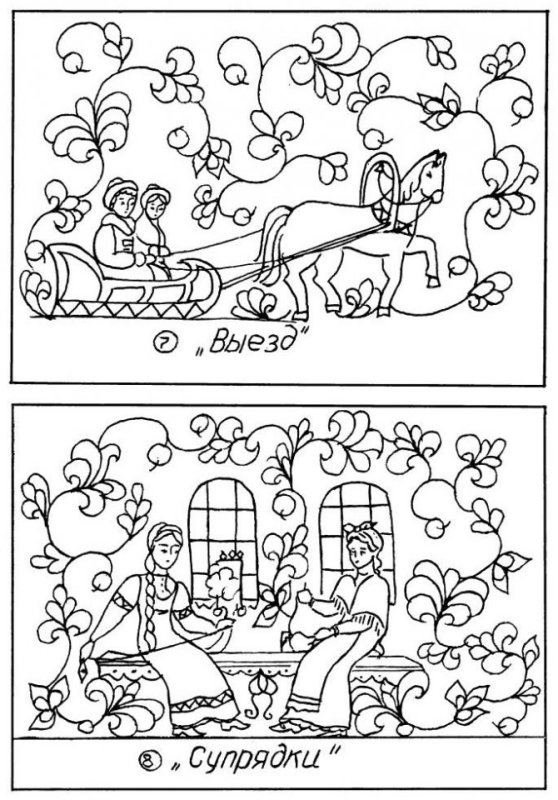 Пермогорская роспись трафарет