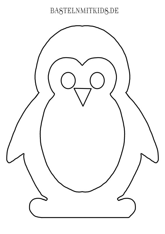 Шаблон пингвина для аппликации из бумаги