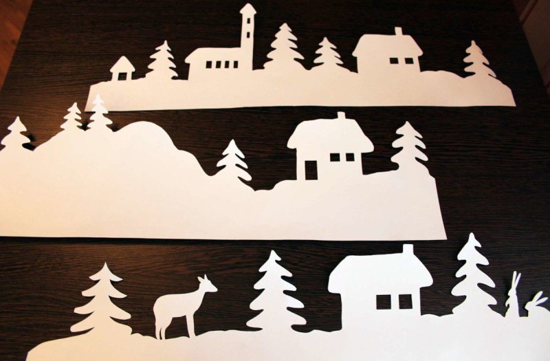 Домики на окно к новому году