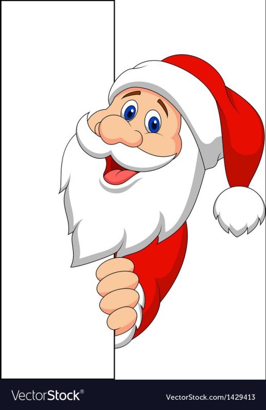 Санта Клаус выглядывает сбоку