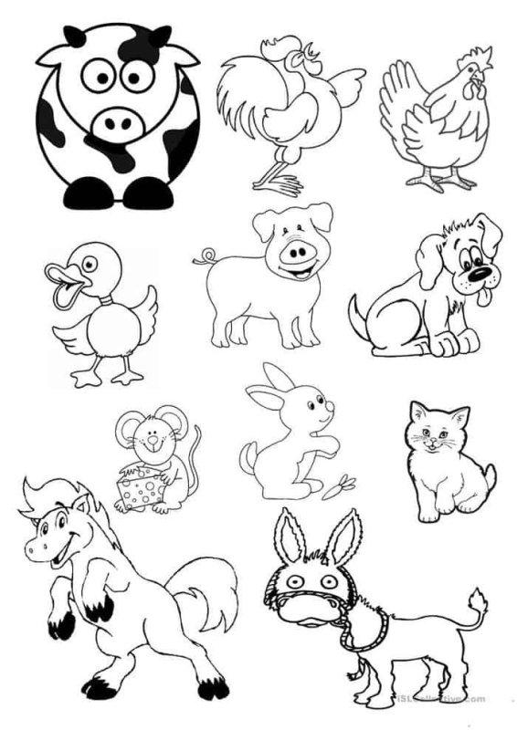 Домашние животные раскраска для детей