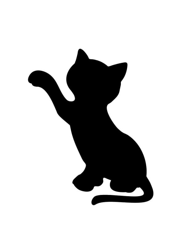 Трафарет кошки с поднятой лапой