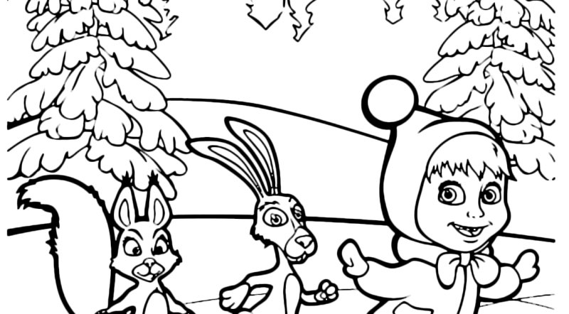 Маша и медведьрасскраска