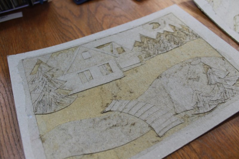 Гравюра на картоне техника