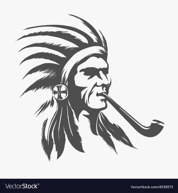 Индеец с трубкой