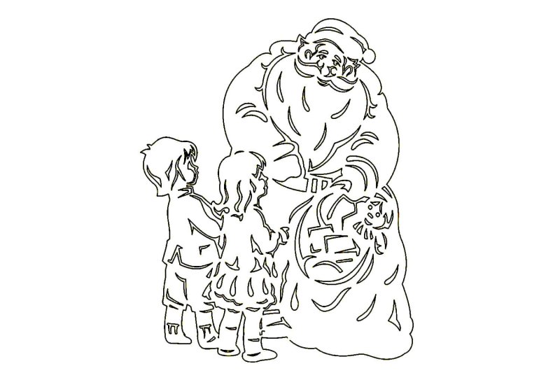 Дед Мороз трафарет на окно для вырезания