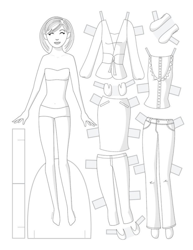 Кукла картонная с одеждой