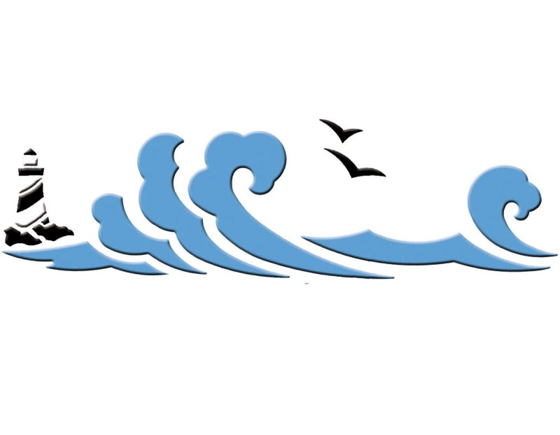 Трафарет морской волны