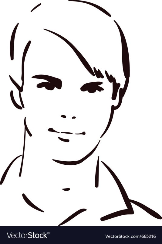 Контурный портрет мужчины