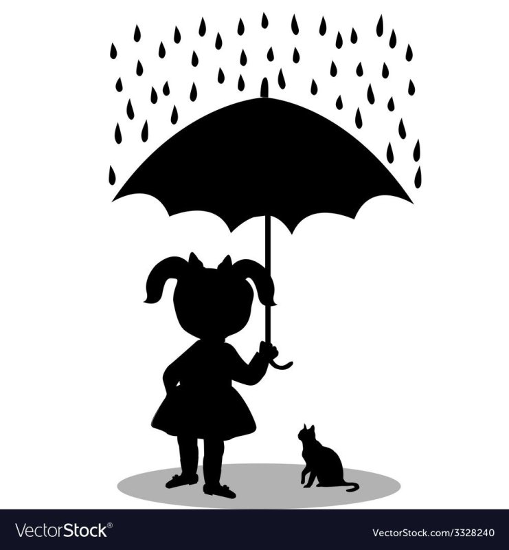 Девушка под зонтиком силуэт