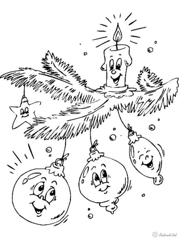 Раскраска елочка Новогодняя