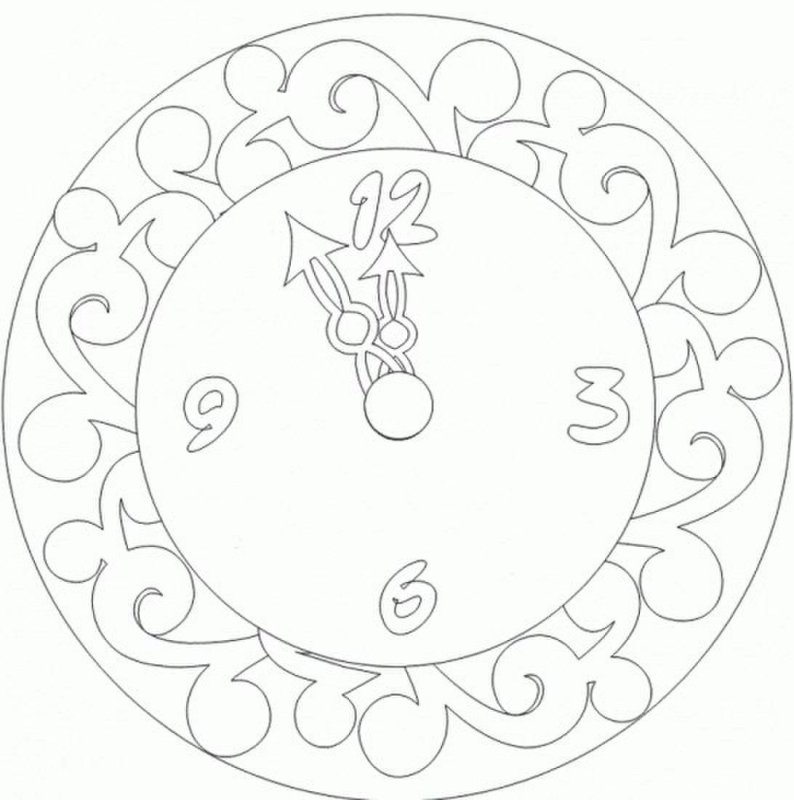 Новогодние часы трафарет