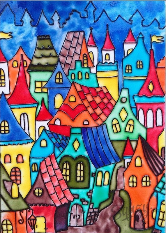 Витраж домики