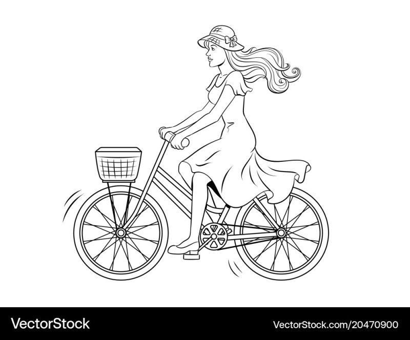 Шаблон девочка на велосипеде