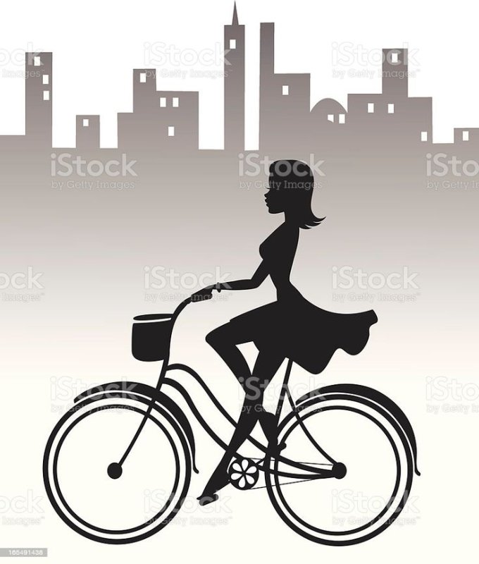 Силует девушки на велосипеде