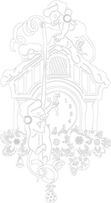 Новогодние часы трафарет на окно