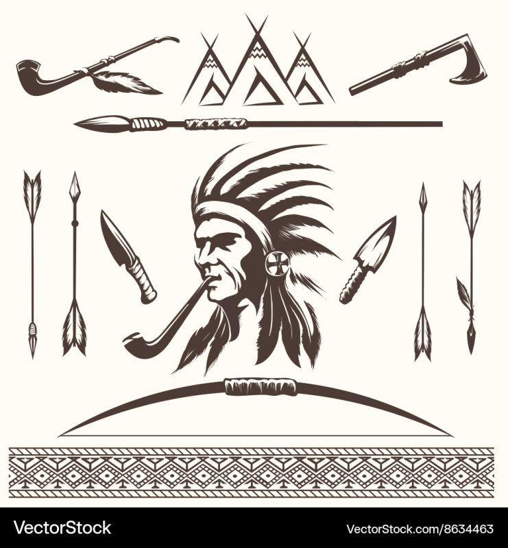 Стилизованные изображения индейцев