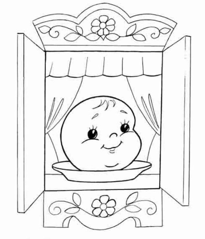 Раскраска к сказке Колобок для детей