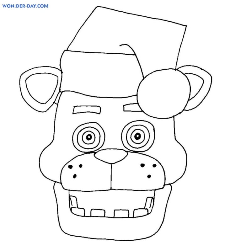 Раскраска маска мишка Фредди