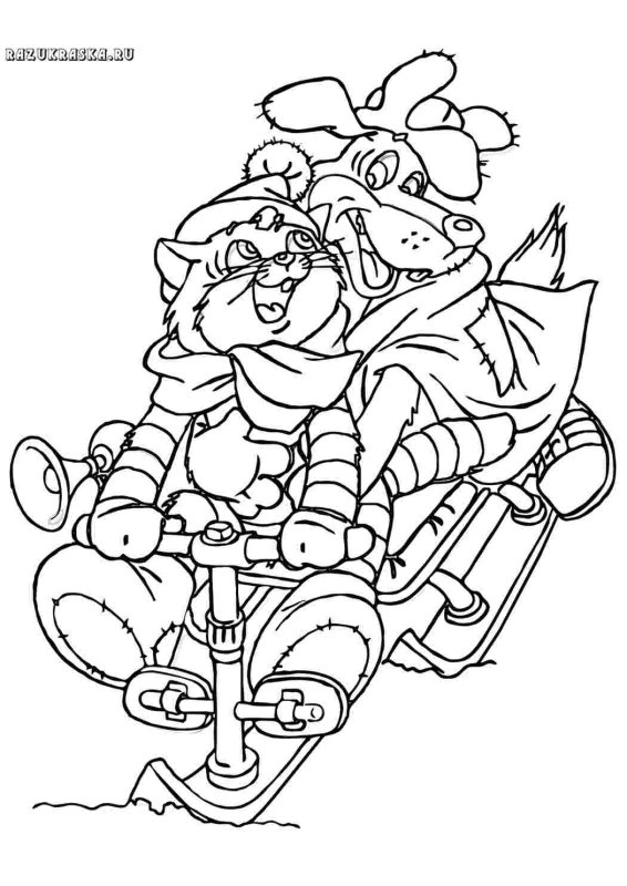 Новогодние раскраски Простоквашино