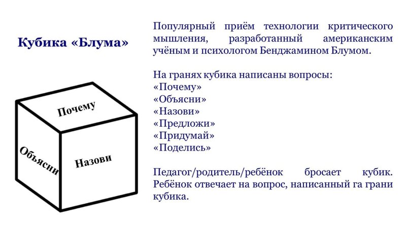 Кубик Блума для дошкольников
