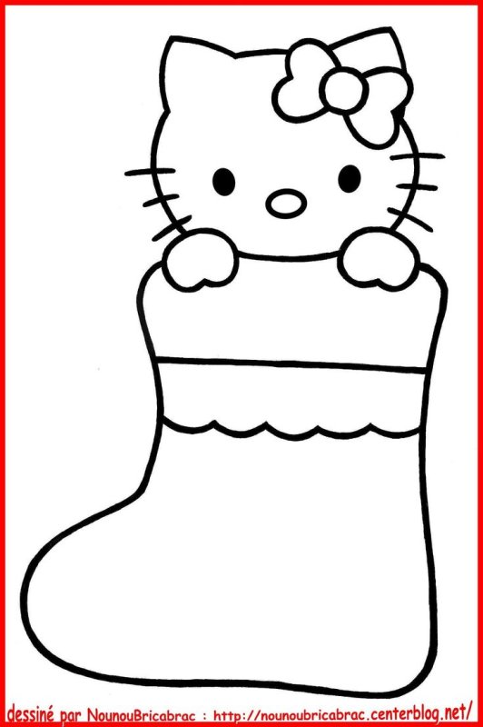 Новогодняя Хелло Китти раскраска