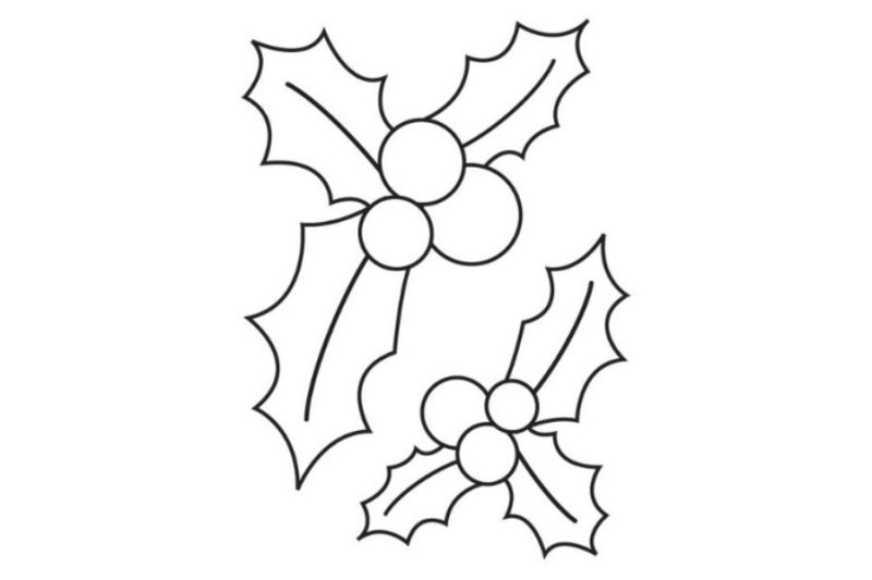 Лист омелы трафарет