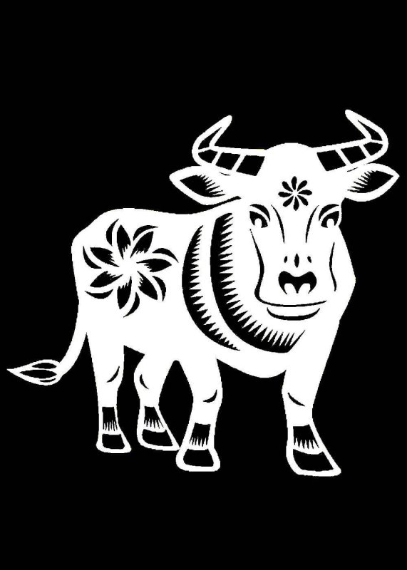 Вытынанка бык на новый год