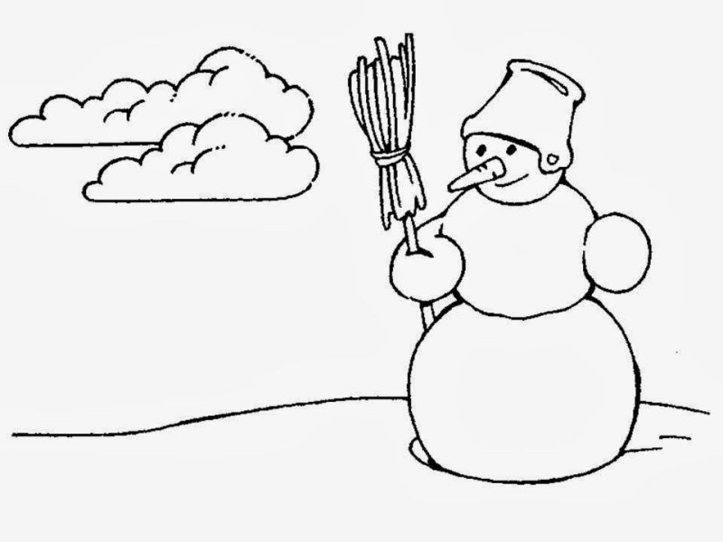 Снеговик раскраска для детей 3-4 лет