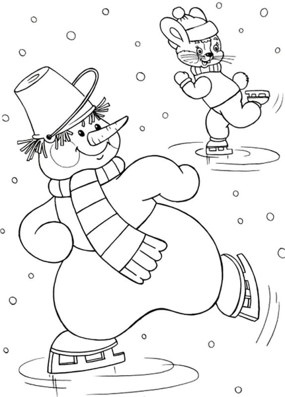 Снеговик раскраска для детей