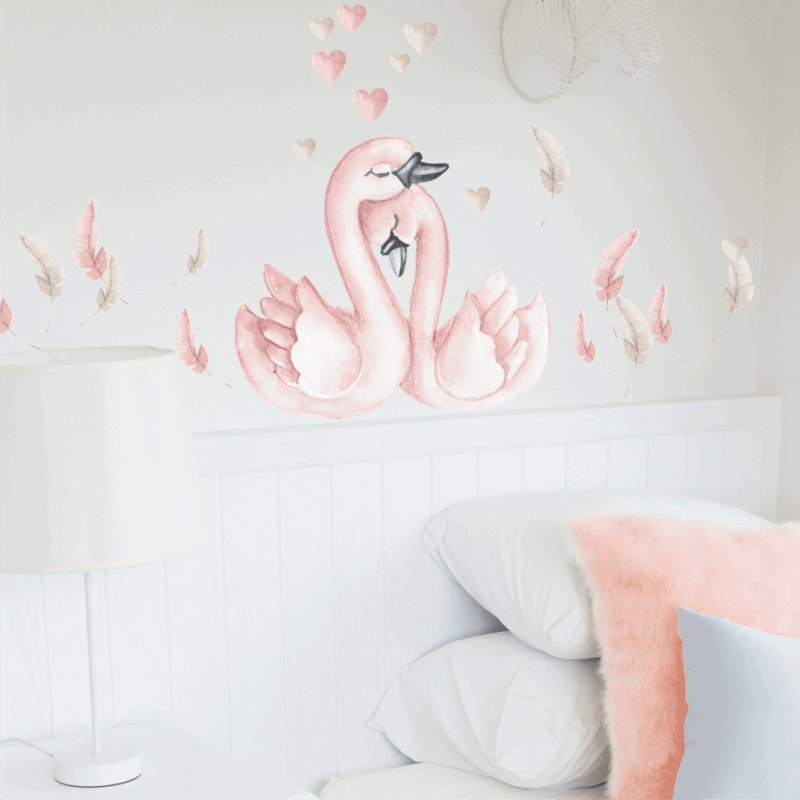 Обои с лебедями на стену в спальню