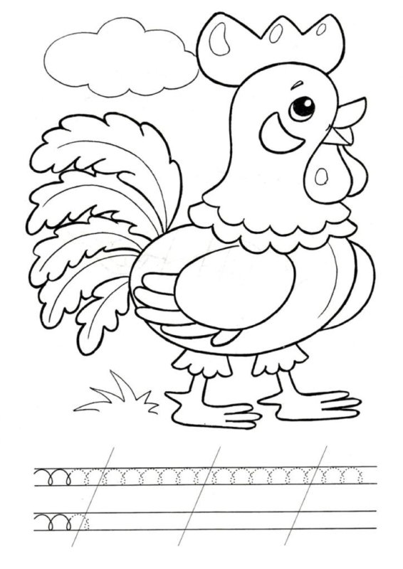 Петушок раскраска для детей